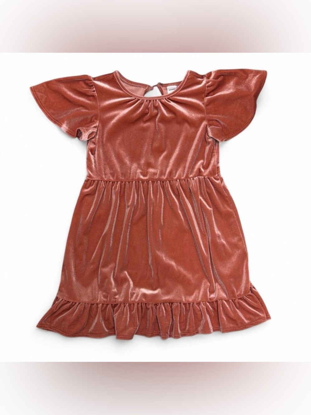 Old Navy Velvet-Like Coral Ruffle Dress